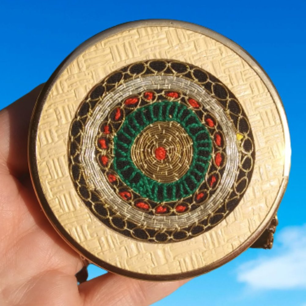 Vintage 1950'S HENRY ROSENFELD POWDER MIRROR ZIPPER  COMPACT Made in  Israel